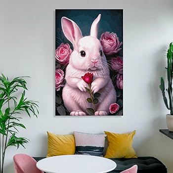 Amazon.co.jp: 絵画 かわいいウサギインテリア 絵画 超リアルな動物