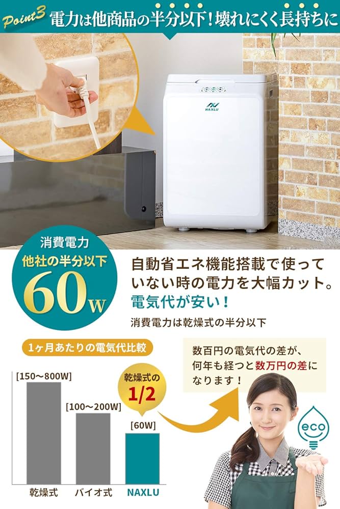 Amazon.co.jp: ナクスル(NAXLU) 家庭用生ごみ処理機 ハイブリッド式