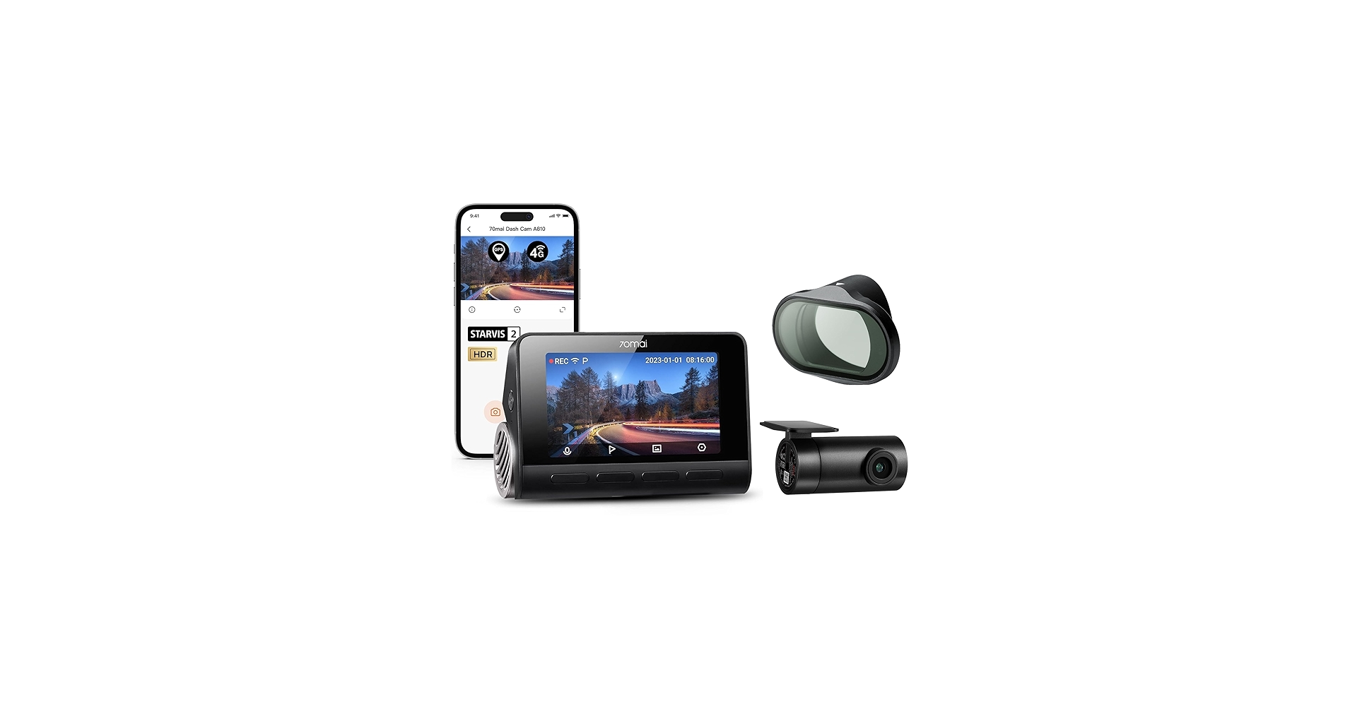 Amazon.com: 70mai New Dash Cam A810 with 70mai Dash Cam Accessory