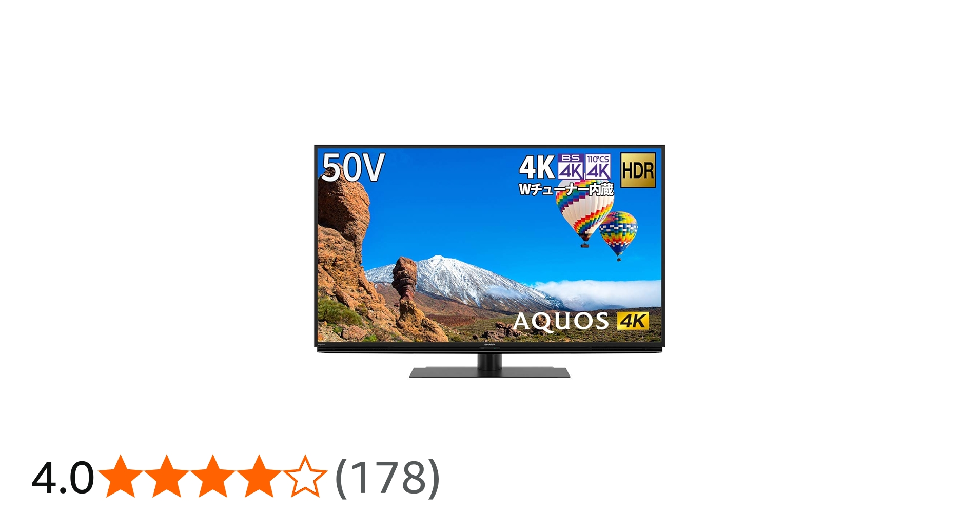 Amazon.co.jp: Sharp Aquos 4T-C50CH1 50V LCD TV, 4K with Built-in