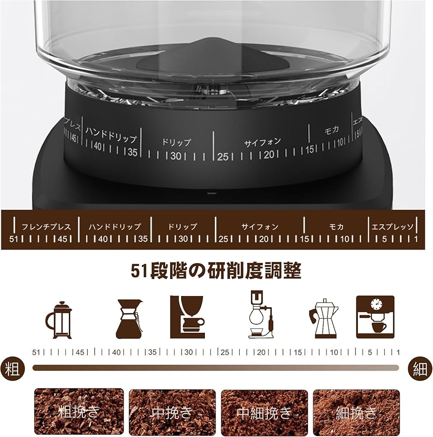 Amazon | BelleLife 電動コーヒーミル コーヒーグラインダー コーン式