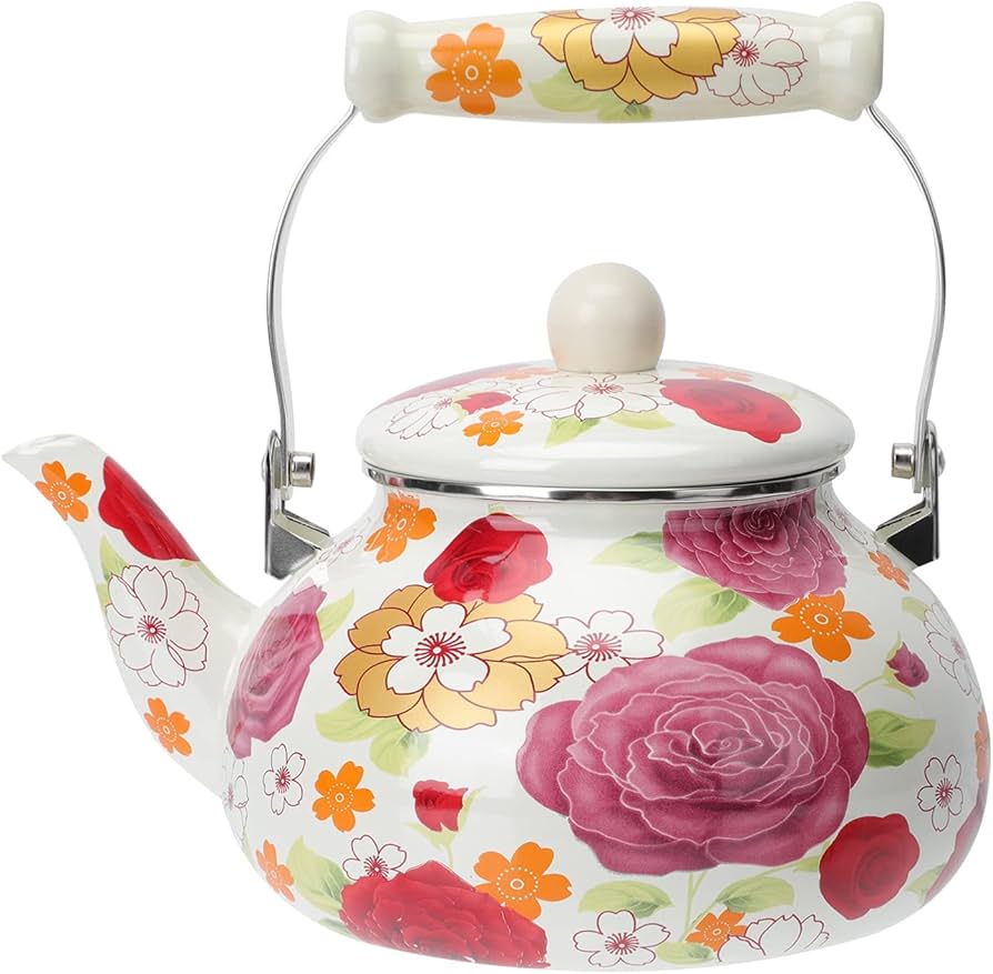 Amazon | やかん エナメルケトル おしゃれ 花柄 湯沸かし ティーポット