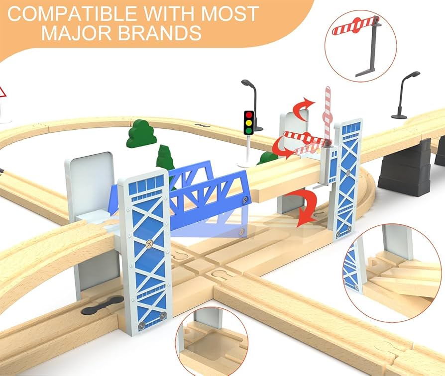 Amazon.com: Z MAYABBO Wooden Train Set Accessories Wood Railway