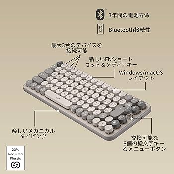 Amazon.co.jp: Logicool POP KEYS K730GY メカニカル ワイヤレス