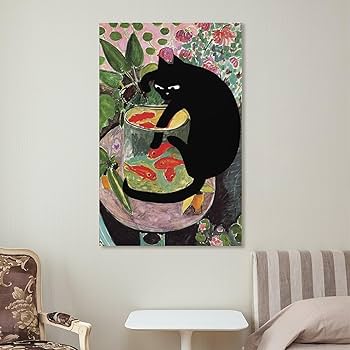 Amazon.co.jp: アンリマティスのポスターとプリント金魚と猫の壁の芸術