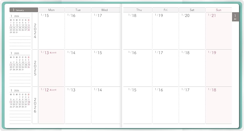 Amazon.co.jp: 佐々木印刷 手帳 2024年 1月始まり ウィークリー