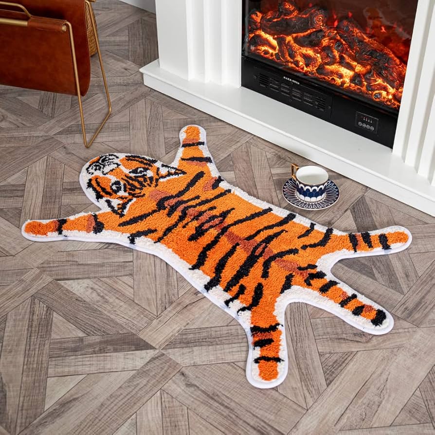 Amazon.com: Personalized Tiger Print Area Rug, Cute Faux Tiger Rug