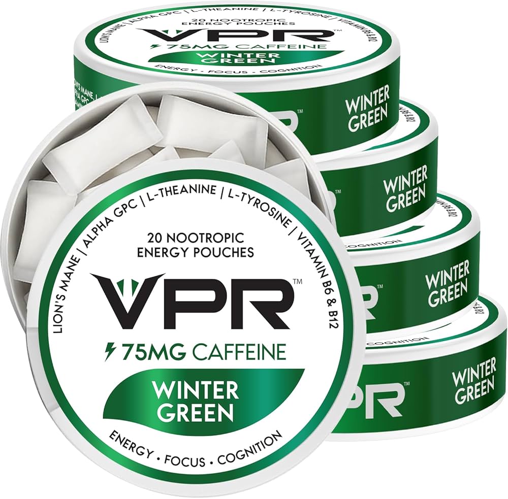 Amazon.com: VPR 75MG Caffeine Nootropic Pouches | 20 Count Energy