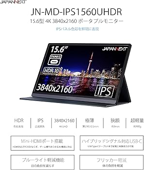 Amazon.co.jp: JAPANNEXT 15.6インチ モバイルモニター IPS パネル 4K