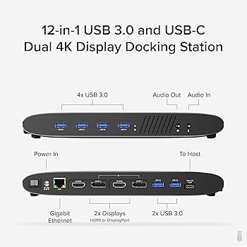 Amazon | Plugable USB 3.0 デュアル 4K ディスプレイ水平ドッキング