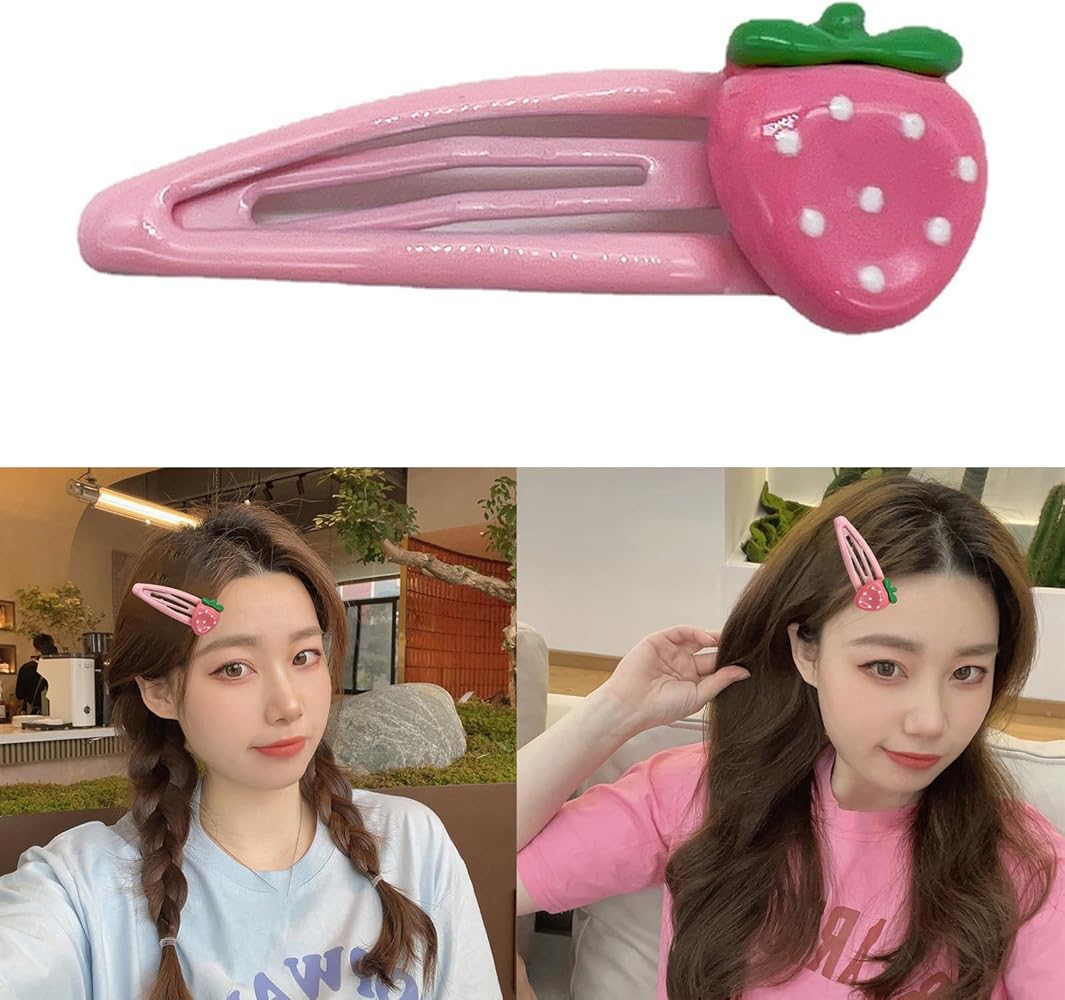 Amazon.co.jp: かわいいイチゴスナップヘアクリップ素敵なヘアピン