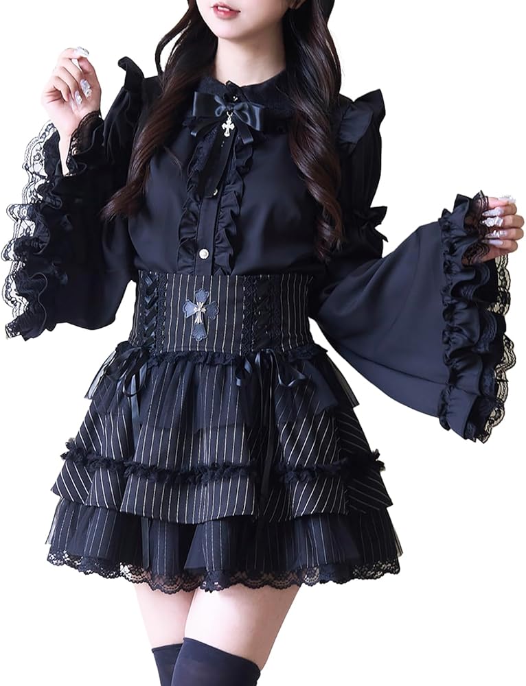 Amazon.co.jp: [Jundakara] 姫袖 ブラウス レディース 長袖 十字架