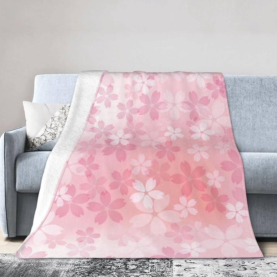 Amazon｜毛布 ピンク 桜 花柄 エレガント ブランケット 厚手 125×150cm