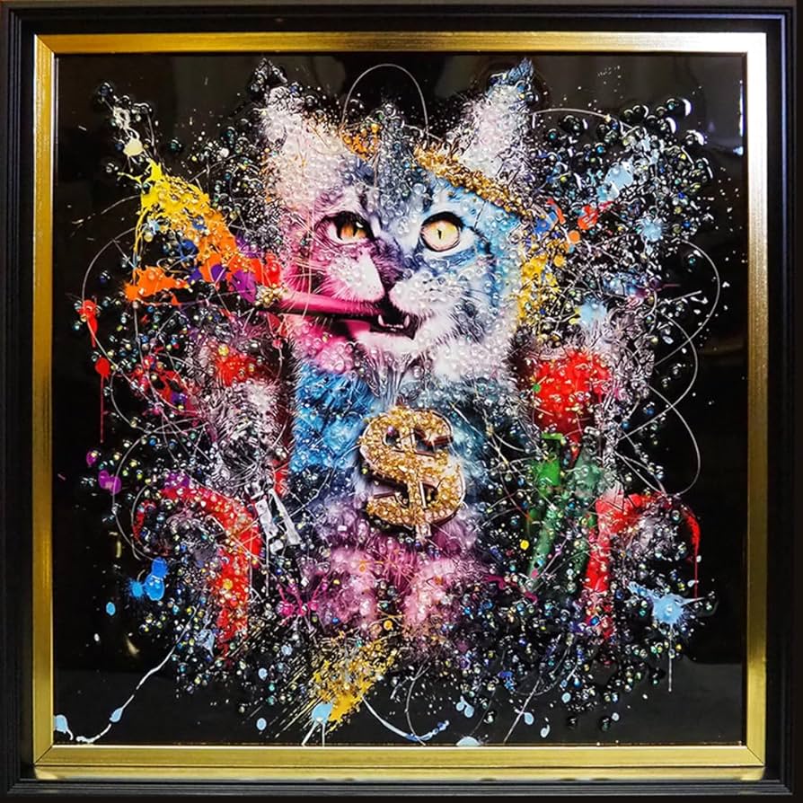 Amazon.co.jp: クリスタルアート ファンキーキャッツ 41x41cm 猫 風水