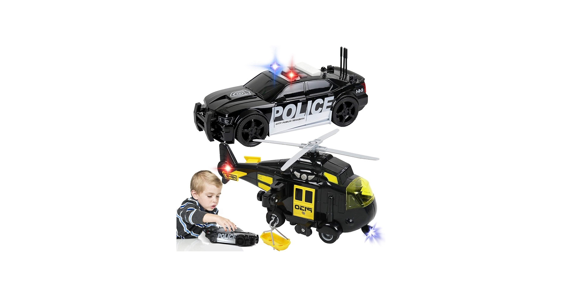 Amazon.co.jp: TeganPlay パトカー おもちゃ レスキューヘリコプター