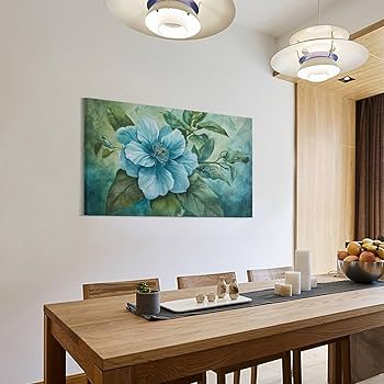 油絵 菅家令子 絵 絵画インテリア 額付(青緑＋金色の枠)uF6-113302花