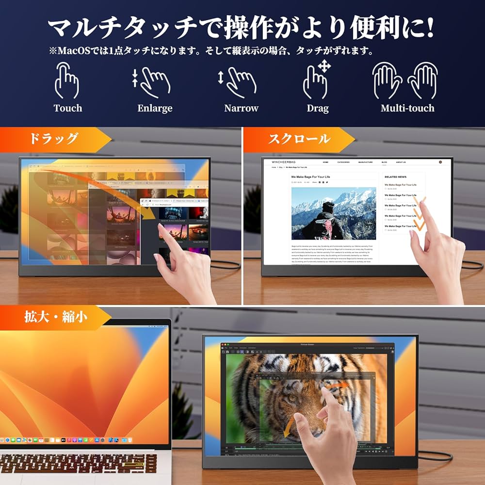 Amazon.co.jp: kksmart モバイルモニター 自立型 タッチパネル 15.6