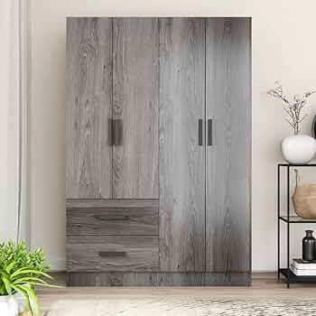 Amazon.com: 4 Doors Wardrobe 2 Drawers with Shelves 48 inch Wide