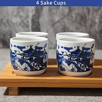 Amazon.com | ABuff Japanese Sake Set, 1 Tokkuri Bottle & 4 Ochoko
