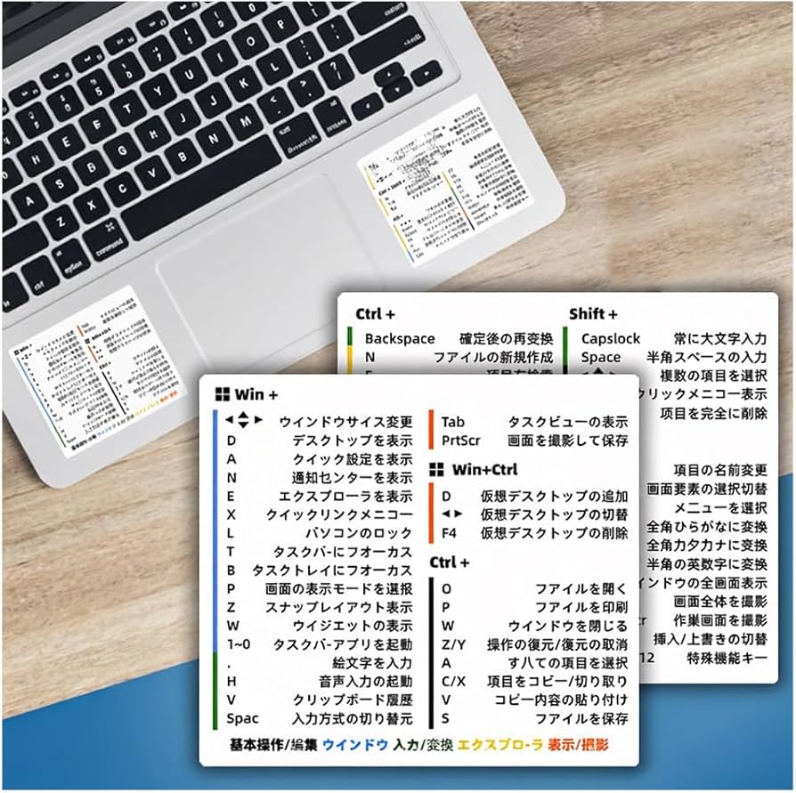 Amazon.co.jp: 2枚組 日本語版 ショートカットキー シール 一覧表 早見