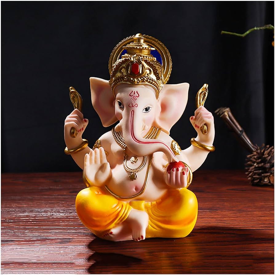 Amazon.co.jp: ガネーシャ 置物 風水 樹脂 ゴールド インドの神様 象