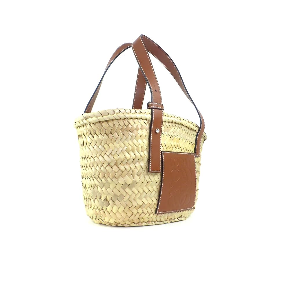 sky 新品Loeweかごバック ラッフルバルーンバッグラフィア＆カーフ sky