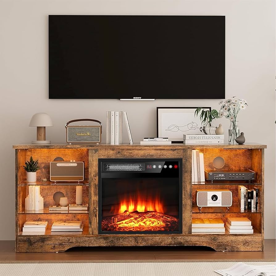 Amazon.com: BOSSIN Fireplace TV Stand for TVs up to 65