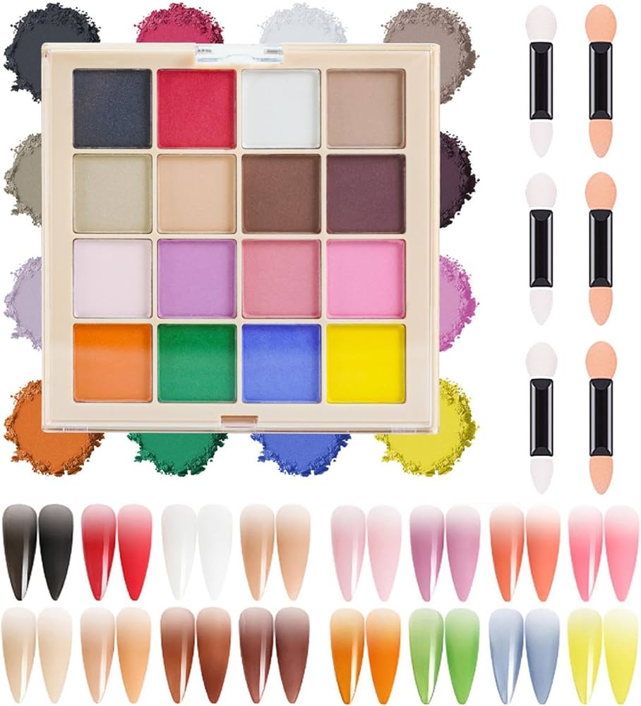 Amazon.com: MKNZOME 16 Colors Nail Pigment Powder Palette, Solid