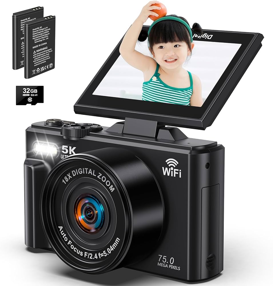 Amazon | デジタルカメラ 5K録画 7500万画素 デジカメ 5K Wi-Fi転送