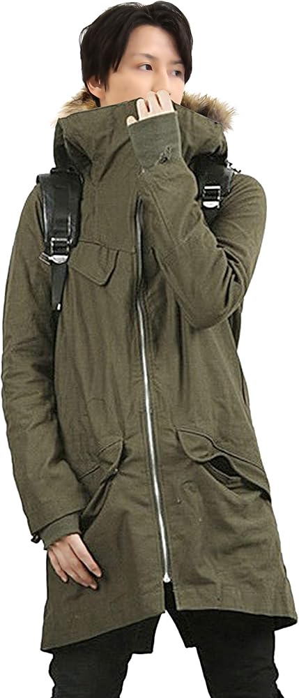 Amazon | モッズコート メンズ 裏ボア ファー付き コート ロングコート