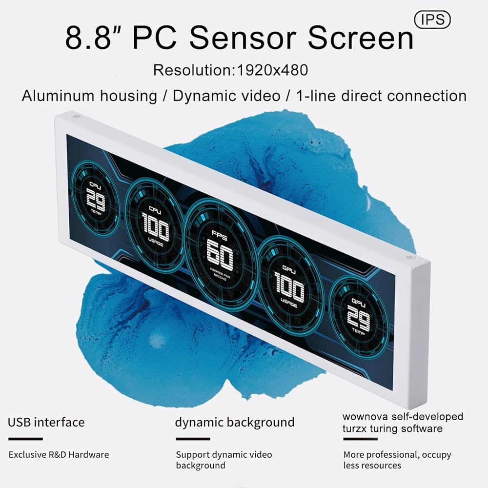 Amazon.co.jp: WOWNOVA 8.8インチ コンピューター温度モニター (動的