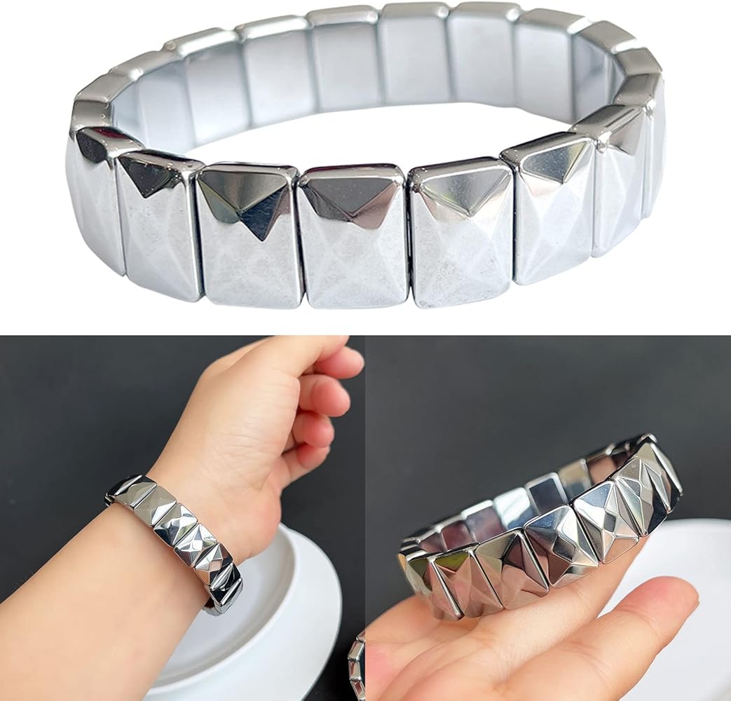 Amazon | [W-LOVNEST] 天然テラヘルツ石バングルブレスレット女性男性