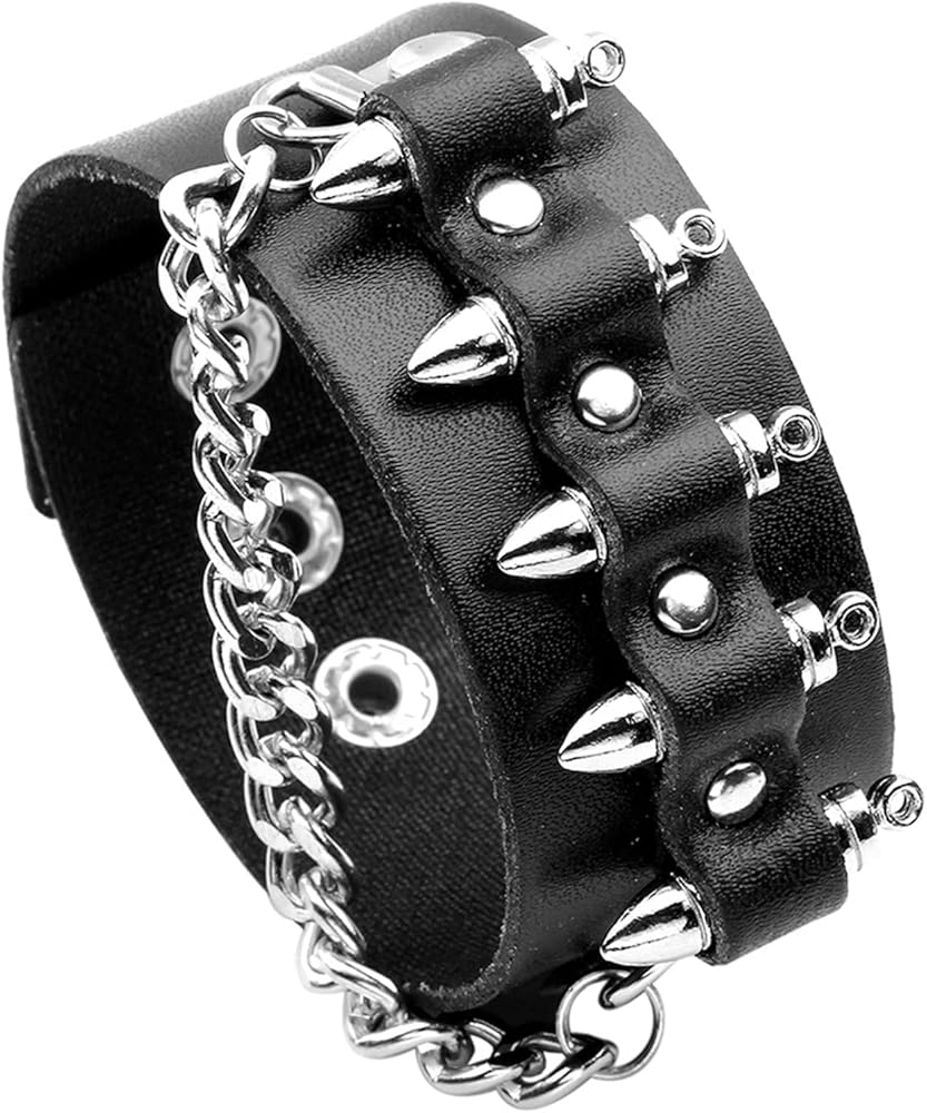 アクセサリー ginzi leather chain band bracelet punk Amazon.com