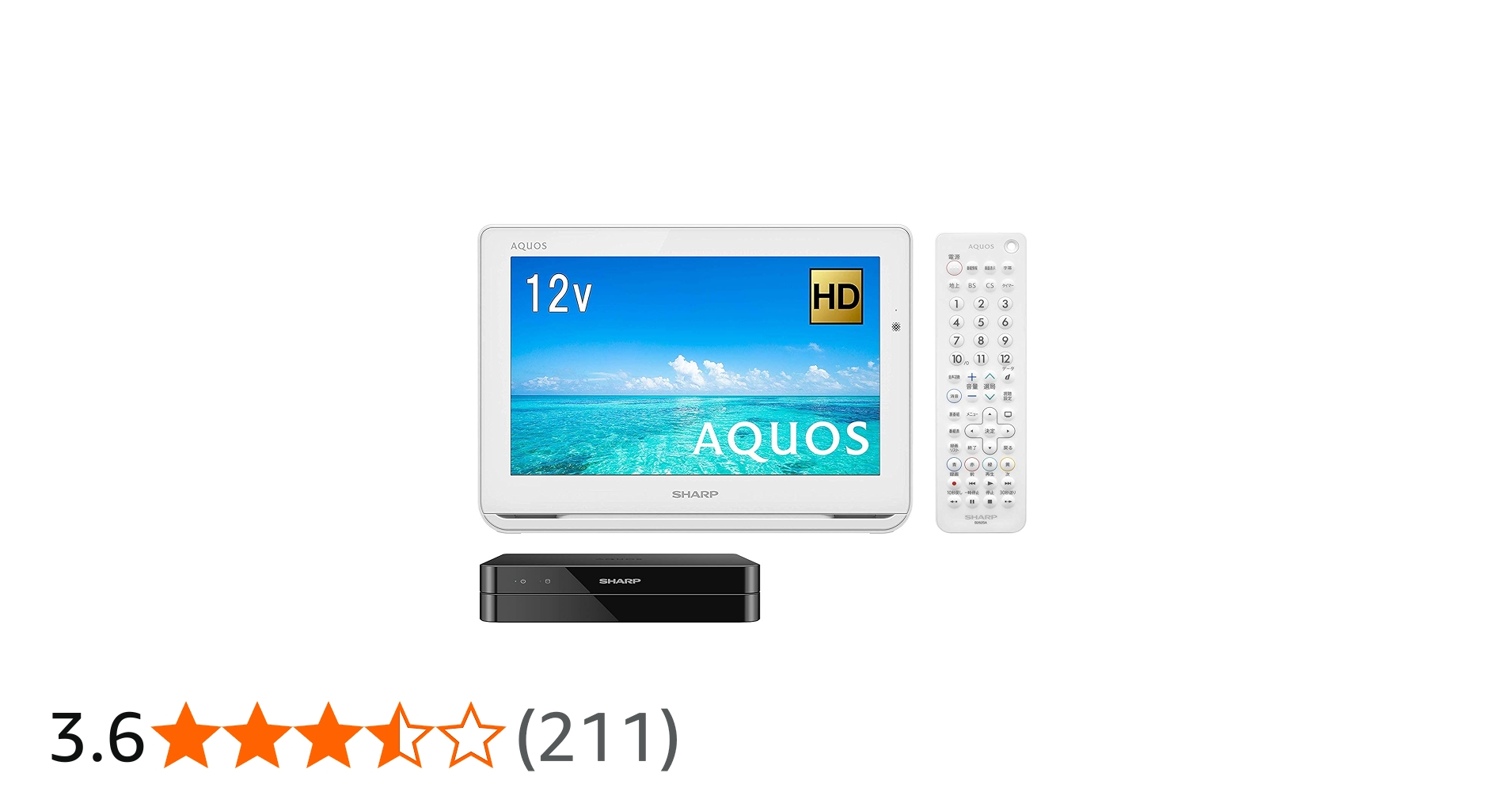 中古SHARPAQUOS 2T-C12AFポータブルテレビ 18年製 防水お風呂 中古