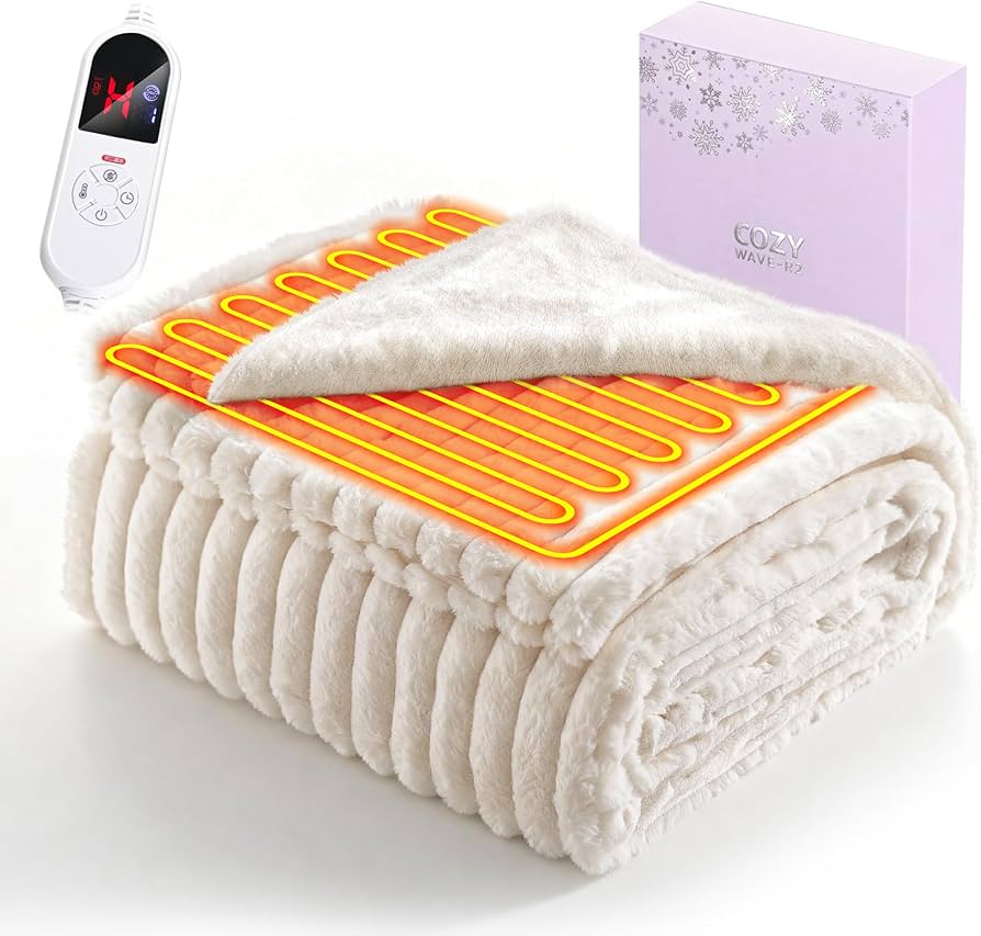 Amazon.co.jp : 電気毛布 掛け敷き兼用【2026登場 ラビットファー調
