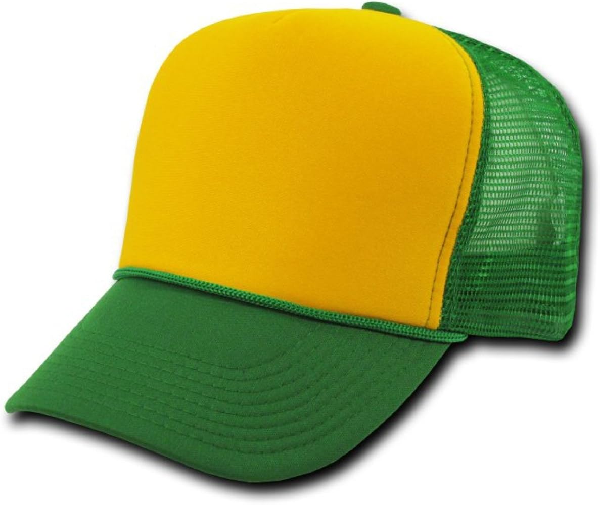 DECKY Kelly Green and Yellow Mesh Trucker Style Cap Hat Caps Hats