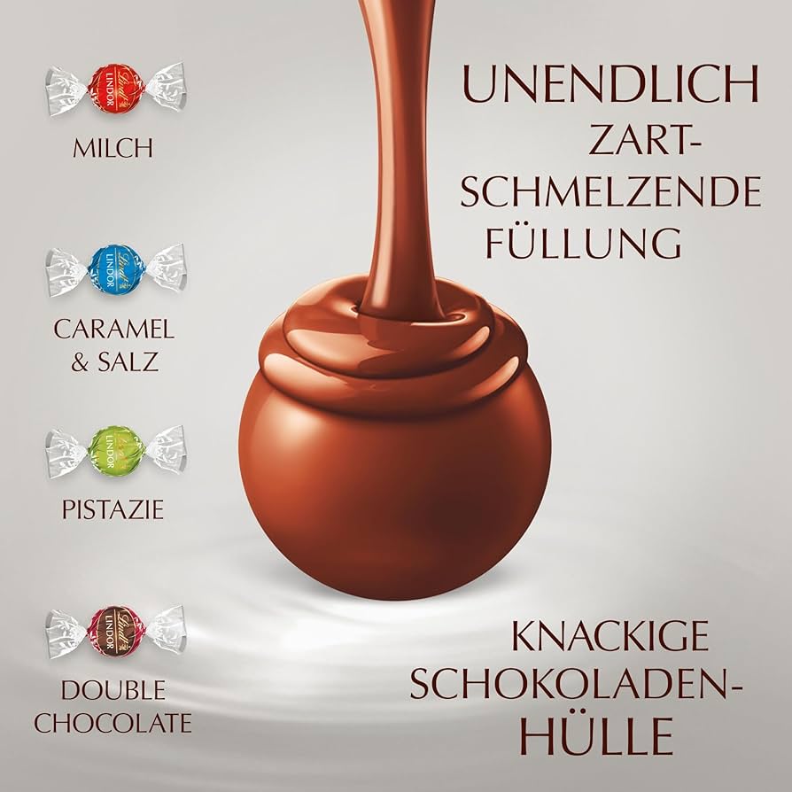 Lindt Schokolade LINDOR Mischung Silber | Ca. 26 Kugeln mit