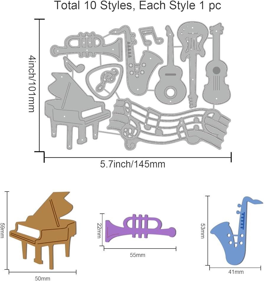 Amazon.com: GLOBLELAND Musical Instrument Cutting Dies for Card