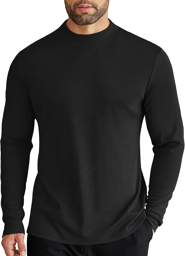 COOFANDY Men's Mock Turtleneck T-Shirts Long Sleeve Mock Neck