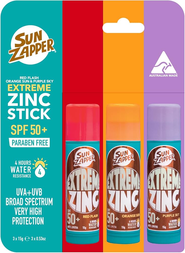 Amazon.com: Sun Zapper Extreme Zinc Sunscreen Stick 3-Pack SPF 50+