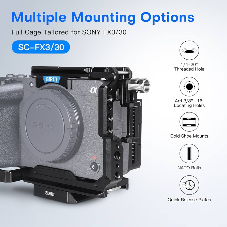 Amazon.com : SIRUI Full Camera Cage for Sony FX3/FX30, Compatible