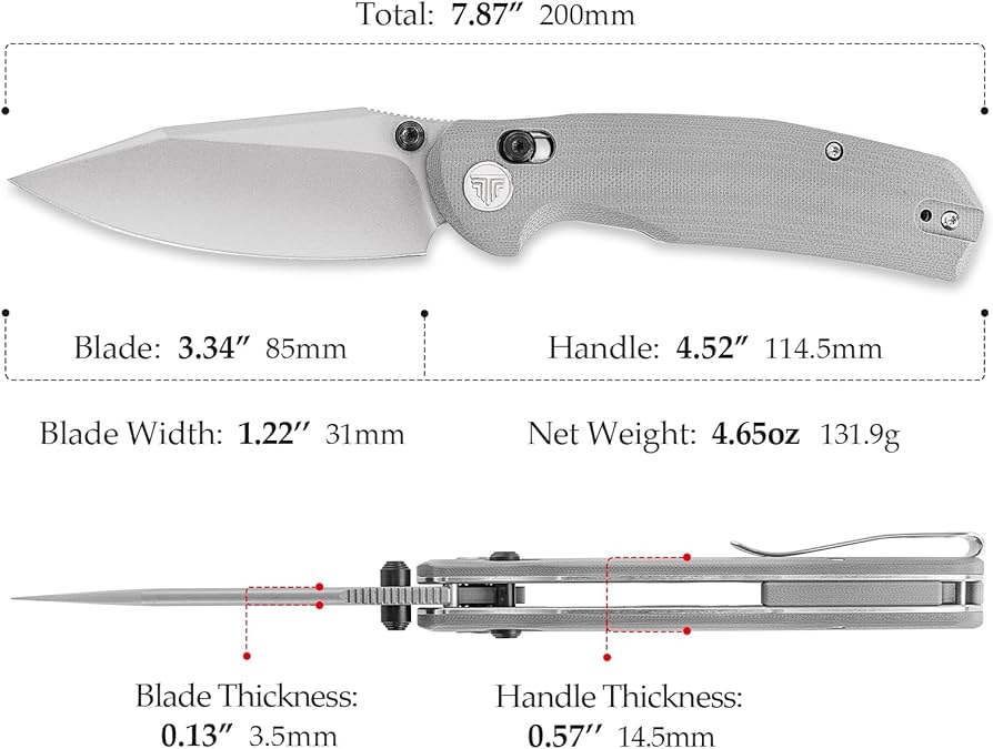 Amazon.com : TRIVISA Pocket Knife, 3.34'' 14C28N Silver Blade