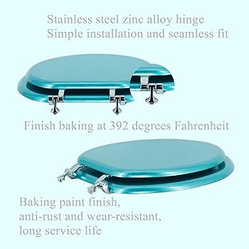 BLOFDE Round Toilet Seat Wood Toilet Seat Prevent Shifting with