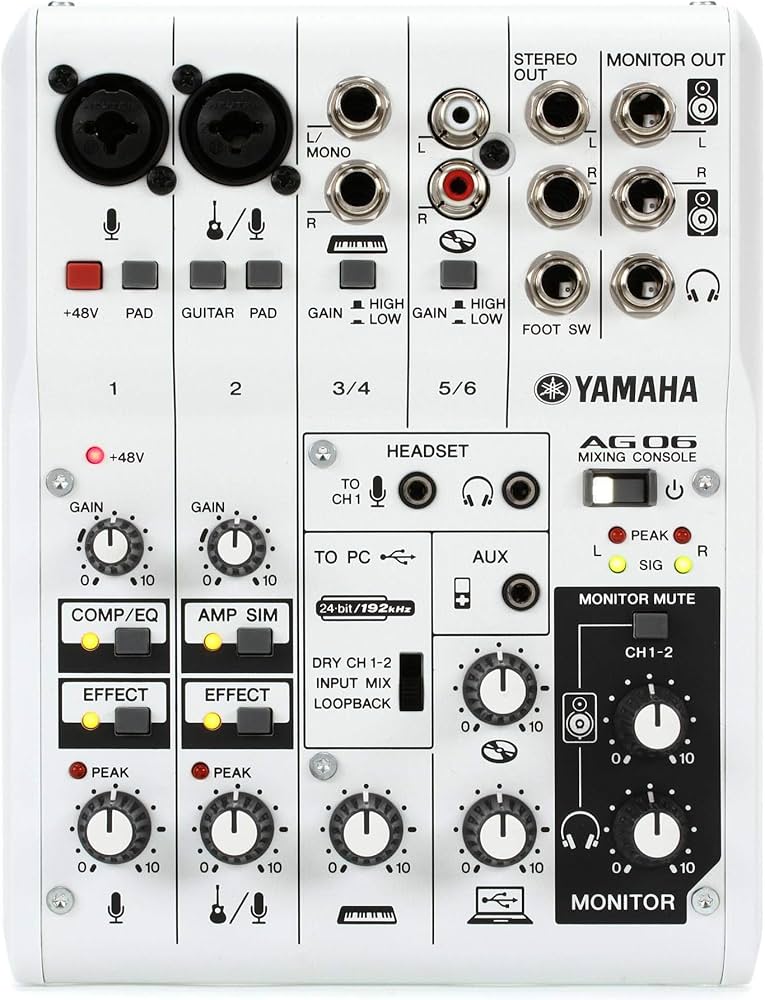 Amazon | Yamaha AG06 6-Channel Mixer / 2 Microphone | ミキサー