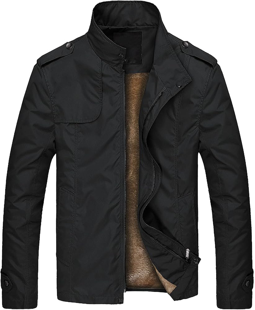 SWJGLITTR Men's Stand Collar Thick Jacket Male Fleece Sherpa Lined