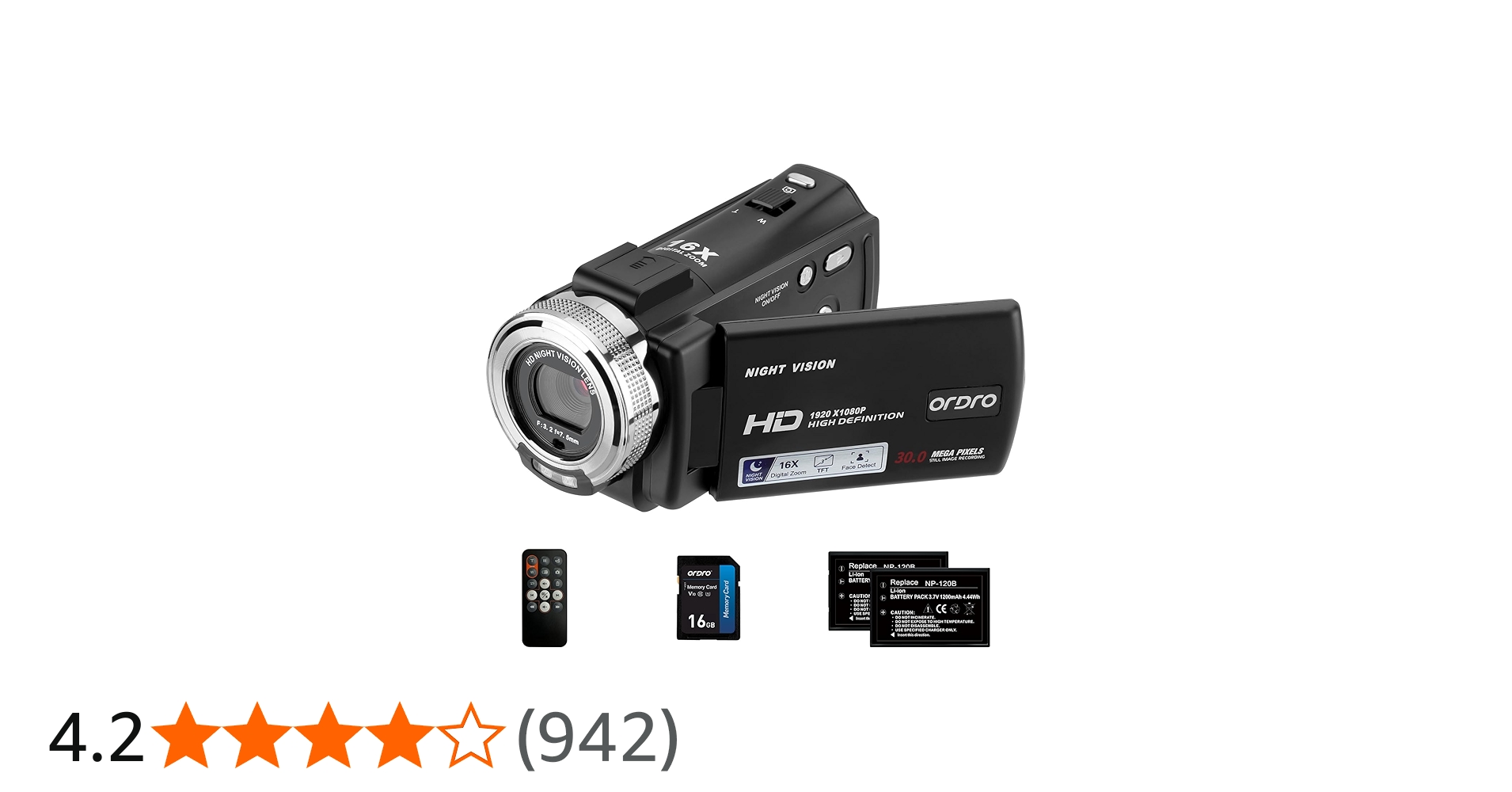 Amazon | ORDRO ビデオカメラ HDV V12 HD 1080P ビデオ カメラ