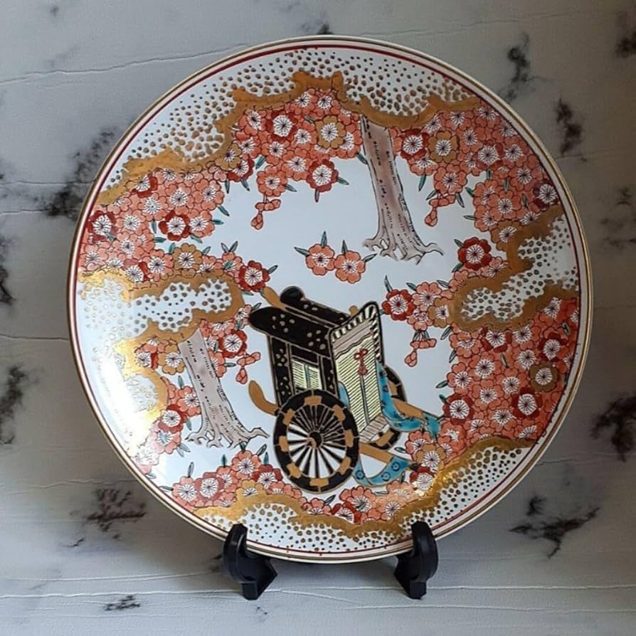 Amazon.co.jp: 《有田焼秀峰窯》手書き色絵金彩 桜満開 花模様 金彩