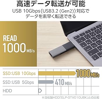 Amazon | エレコム 外付けSSD 1TB USB3.2 (Gen2) 対応 スライド式