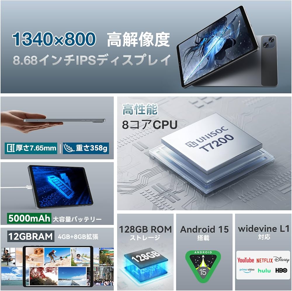 Amazon.co.jp: 【2026年新型】タブレット 8インチ Wi-Fiモデル Android