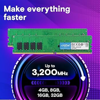 Crucial RAM 32GB DDR4 3200MHz CL22 (or 2933MHz or 2666MHz) Desktop